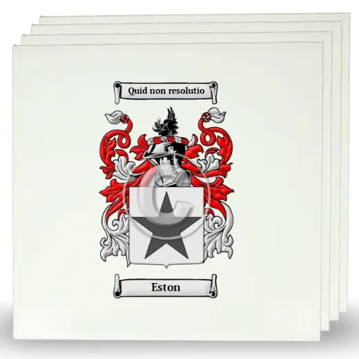 Eston Set of Four Large Tiles with Coat of Arms