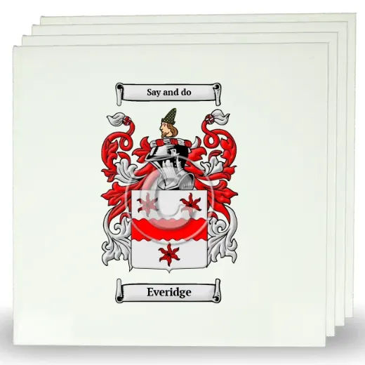 Everidge Set of Four Large Tiles with Coat of Arms