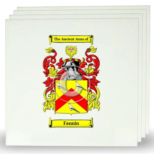 Fannin Set of Four Large Tiles with Coat of Arms