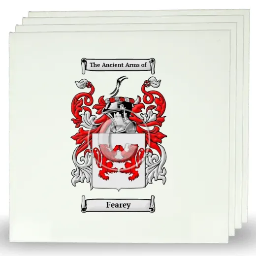 Fearey Set of Four Large Tiles with Coat of Arms