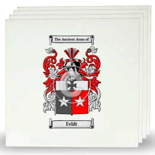 Feldt Set of Four Large Tiles with Coat of Arms