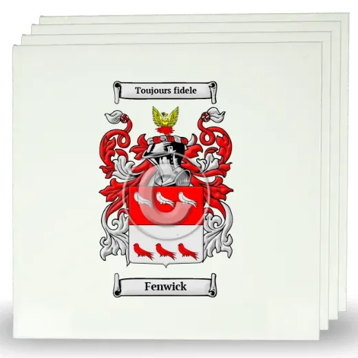 Fenwick Set of Four Large Tiles with Coat of Arms