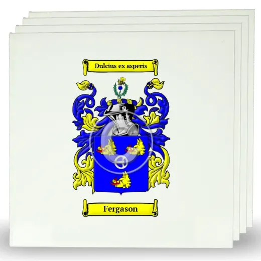 Fergason Set of Four Large Tiles with Coat of Arms