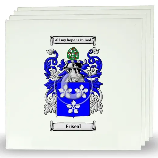 Friseal Set of Four Large Tiles with Coat of Arms