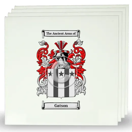 Gatson Set of Four Large Tiles with Coat of Arms
