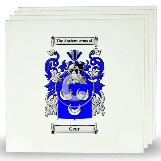 Geer Set of Four Large Tiles with Coat of Arms