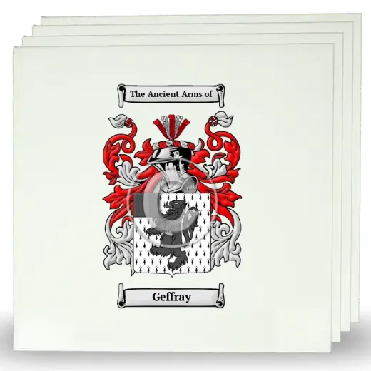 Geffray Set of Four Large Tiles with Coat of Arms