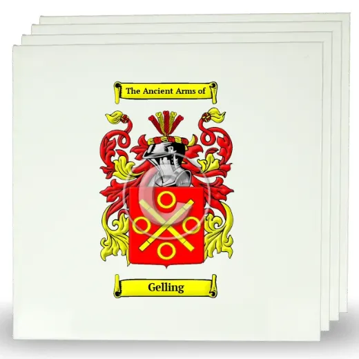 Gelling Set of Four Large Tiles with Coat of Arms