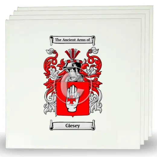 Giesey Set of Four Large Tiles with Coat of Arms