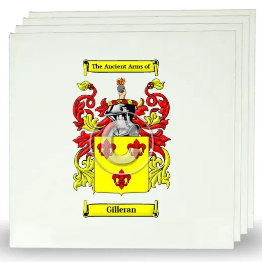 Gilleran Set of Four Large Tiles with Coat of Arms