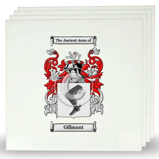 Gillmant Set of Four Large Tiles with Coat of Arms