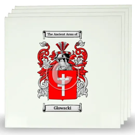 Glowacki Set of Four Large Tiles with Coat of Arms