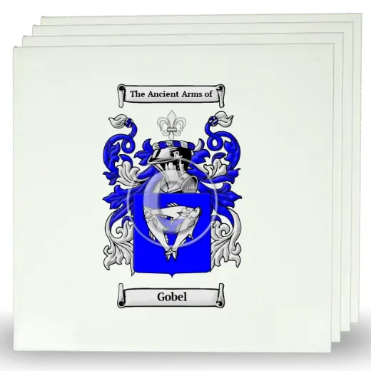 Gobel Set of Four Large Tiles with Coat of Arms