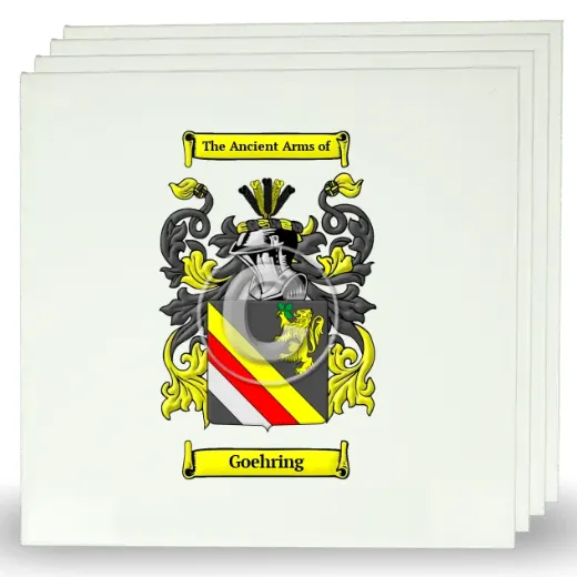 Goehring Set of Four Large Tiles with Coat of Arms