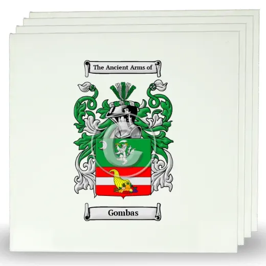 Gombas Set of Four Large Tiles with Coat of Arms