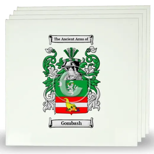 Gombash Set of Four Large Tiles with Coat of Arms