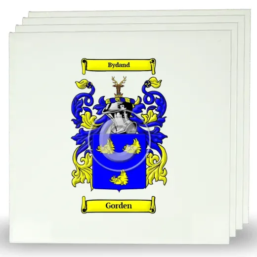 Gorden Set of Four Large Tiles with Coat of Arms