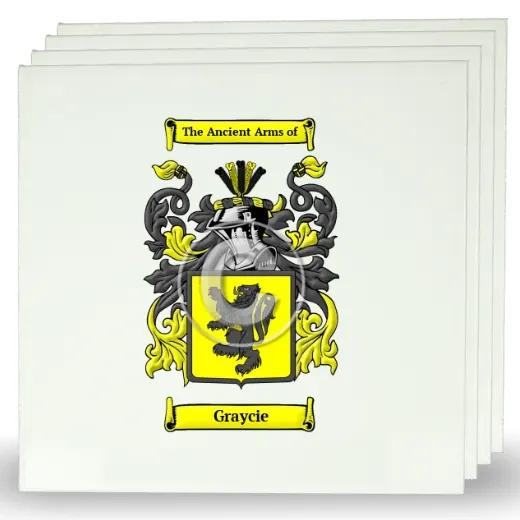 Graycie Set of Four Large Tiles with Coat of Arms