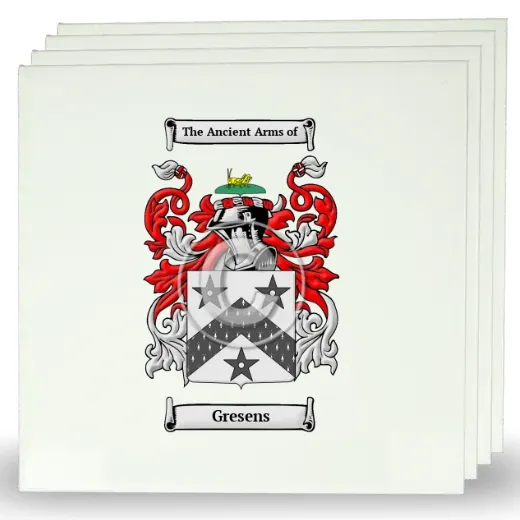 Gresens Set of Four Large Tiles with Coat of Arms