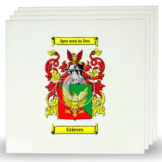 Grieves Set of Four Large Tiles with Coat of Arms