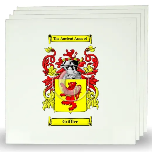 Griffice Set of Four Large Tiles with Coat of Arms