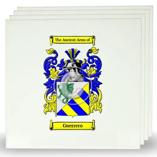 Guerrero Set of Four Large Tiles with Coat of Arms