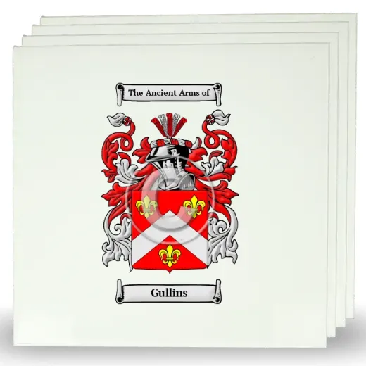 Gullins Set of Four Large Tiles with Coat of Arms