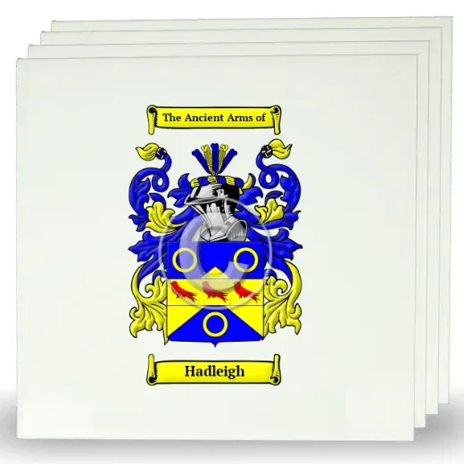 Hadleigh Set of Four Large Tiles with Coat of Arms