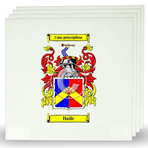 Haile Set of Four Large Tiles with Coat of Arms