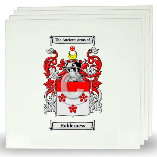 Halderness Set of Four Large Tiles with Coat of Arms