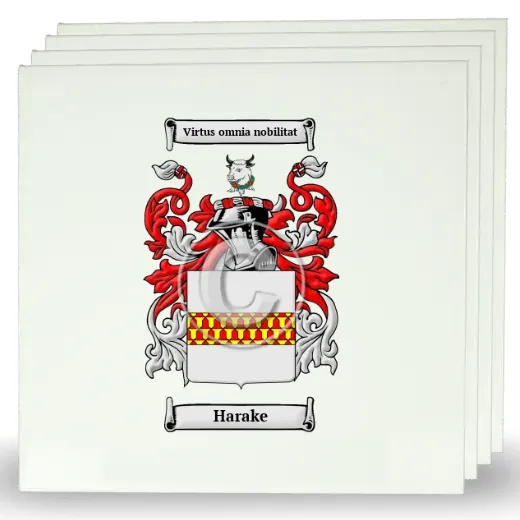 Harake Set of Four Large Tiles with Coat of Arms