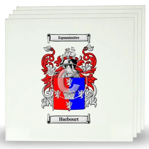 Harbourt Set of Four Large Tiles with Coat of Arms