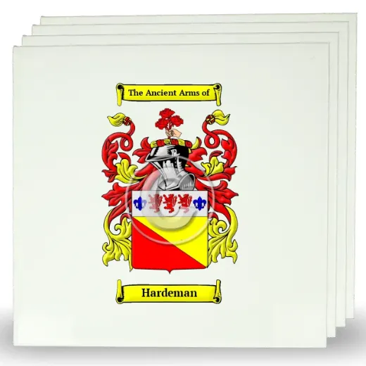 Hardeman Set of Four Large Tiles with Coat of Arms