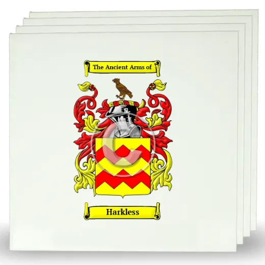 Harkless Set of Four Large Tiles with Coat of Arms
