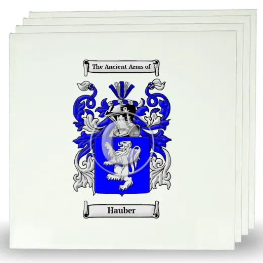 Hauber Set of Four Large Tiles with Coat of Arms