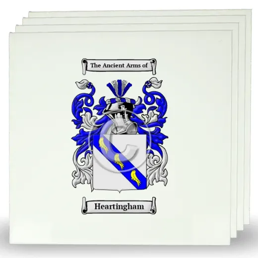 Heartingham Set of Four Large Tiles with Coat of Arms