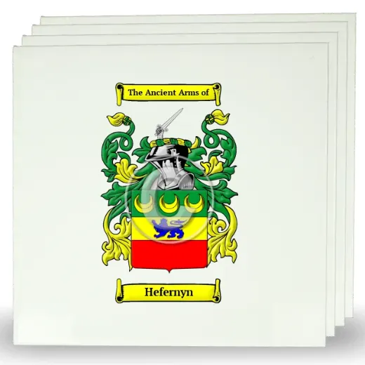 Hefernyn Set of Four Large Tiles with Coat of Arms