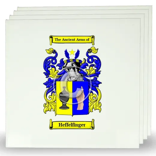 Heffelfinger Set of Four Large Tiles with Coat of Arms