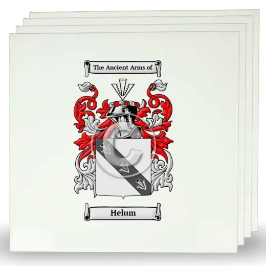 Helum Set of Four Large Tiles with Coat of Arms