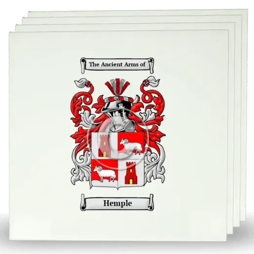 Hemple Set of Four Large Tiles with Coat of Arms