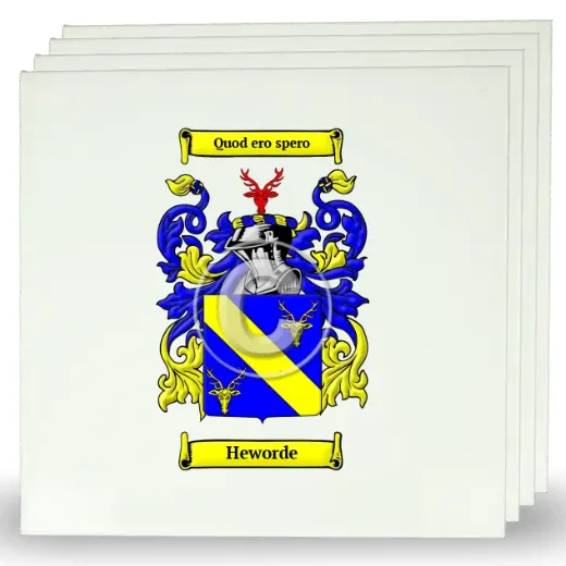 Heworde Set of Four Large Tiles with Coat of Arms