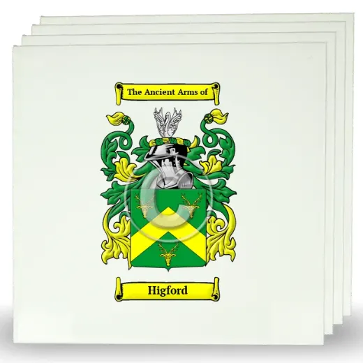 Higford Set of Four Large Tiles with Coat of Arms