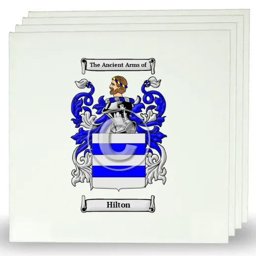 Hilton Set of Four Large Tiles with Coat of Arms