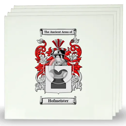 Hofmeister Set of Four Large Tiles with Coat of Arms