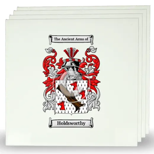 Holdsworthy Set of Four Large Tiles with Coat of Arms