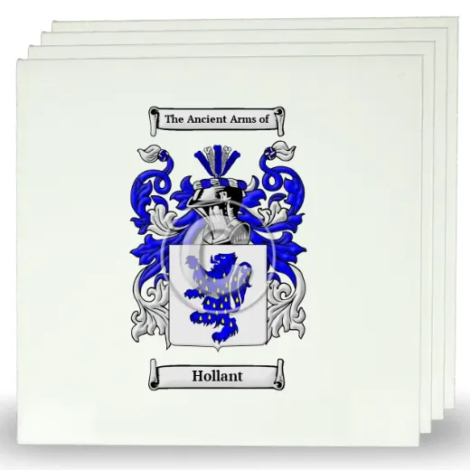 Hollant Set of Four Large Tiles with Coat of Arms