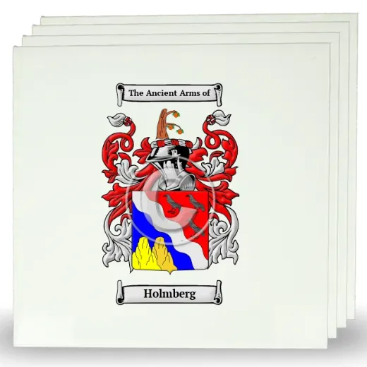 Holmberg Set of Four Large Tiles with Coat of Arms