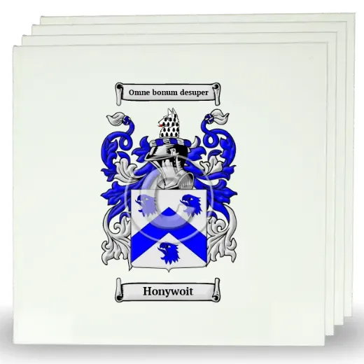 Honywoit Set of Four Large Tiles with Coat of Arms