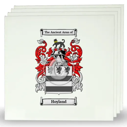 Hoyland Set of Four Large Tiles with Coat of Arms