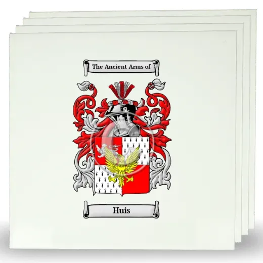 Huis Set of Four Large Tiles with Coat of Arms